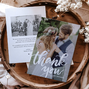 Tarjeta De Agradecimiento Boda de fotografía por encima de las letras de pin