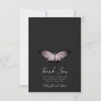 Tarjeta De Agradecimiento Boda de fotografía por mariposa gótica
