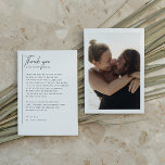 Tarjeta De Agradecimiento Boda de fotografía romántica simple, moderna y Min<br><div class="desc">Una elegante y moderna tarjeta de agradecimiento para que coincida con nuestra colección de Bodas de fotografía románticos simples, modernos y Minimalistas. Este diseño presenta el texto en una tipografía serif elegante. Hay un personalizado y sincero mensaje de agradecimiento para expresar su gratitud a amigos y familiares. En la parte...</div>
