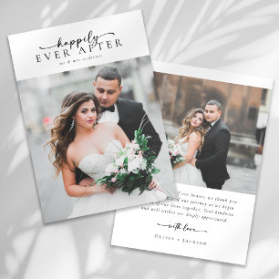 Tarjeta De Agradecimiento Boda de fotografía romántico con guión elegante