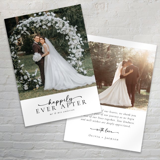 Tarjeta De Agradecimiento Boda de fotografía romántico con guión elegante (Subido por el creador)