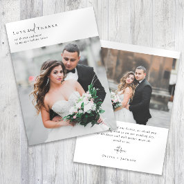 Tarjeta De Agradecimiento Boda de fotografía romántico con guión elegante