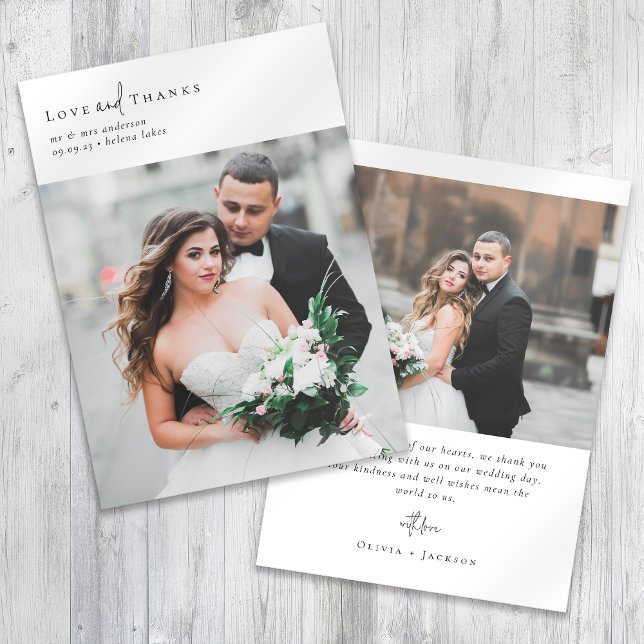 Tarjeta De Agradecimiento Boda de fotografía romántico con guión elegante (Subido por el creador)