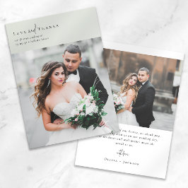 Tarjeta De Agradecimiento Boda de fotografía romántico con guión elegante