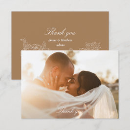 Tarjeta De Agradecimiento Boda de fotografía romántico dorado