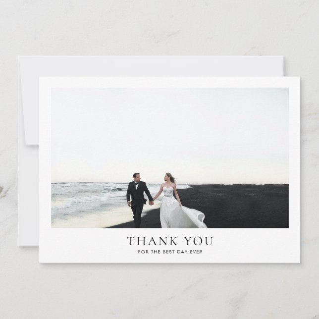 Tarjeta De Agradecimiento Boda de fotografía romántico horizontal clásica (Anverso)