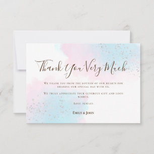 Tarjeta De Agradecimiento Boda de fotografía rosa de color azul azul azul ro