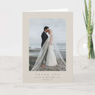 Tarjeta De Agradecimiento Boda de fotografía simple ultra mínimo Beige