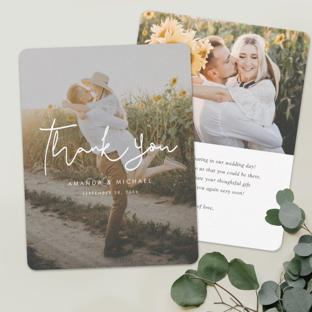 Tarjeta De Agradecimiento Boda de fotografía simple y moderna para escritura (Subido por el creador)