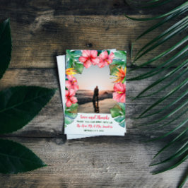 Tarjeta De Agradecimiento Boda de fotografía tropical de Hibiscus Rosa