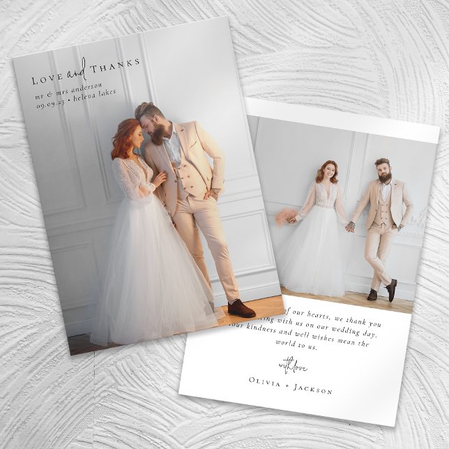 Tarjeta De Agradecimiento Boda de fotografías completas de guión elegante (Subido por el creador)