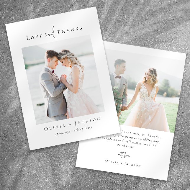 Tarjeta De Agradecimiento Boda de fotografías completas de guión elegante (Subido por el creador)