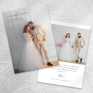 Tarjeta De Agradecimiento Boda de fotografías completas de guión elegante