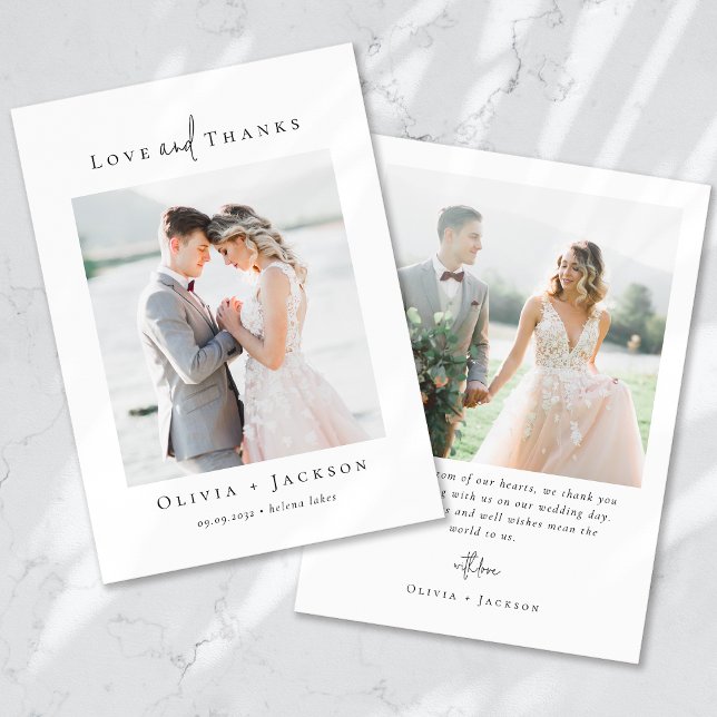 Tarjeta De Agradecimiento Boda de fotografías completas de guión elegante (Subido por el creador)