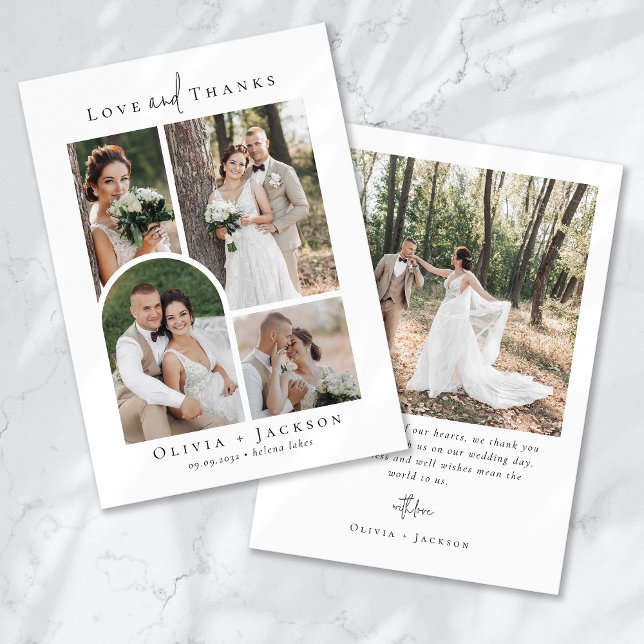 Tarjeta De Agradecimiento Boda de fotografías completas de guión elegante (Subido por el creador)