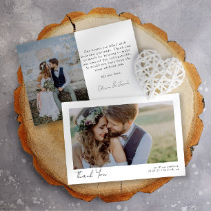 Tarjeta De Agradecimiento Boda de fotografías de escritura de Moda moderna s