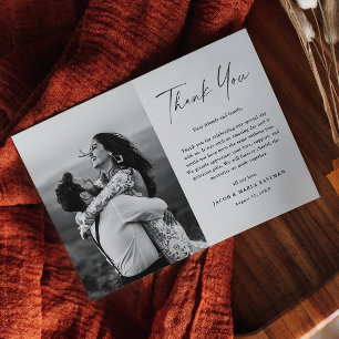 Tarjeta De Agradecimiento Boda de fotografías de escritura simple moderna
