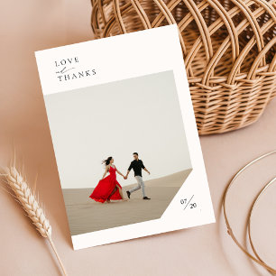 Tarjeta De Agradecimiento Boda de fotografías de escritura simple y moderna