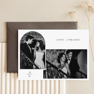 Tarjeta De Agradecimiento Boda de fotografías de escritura simple y moderna