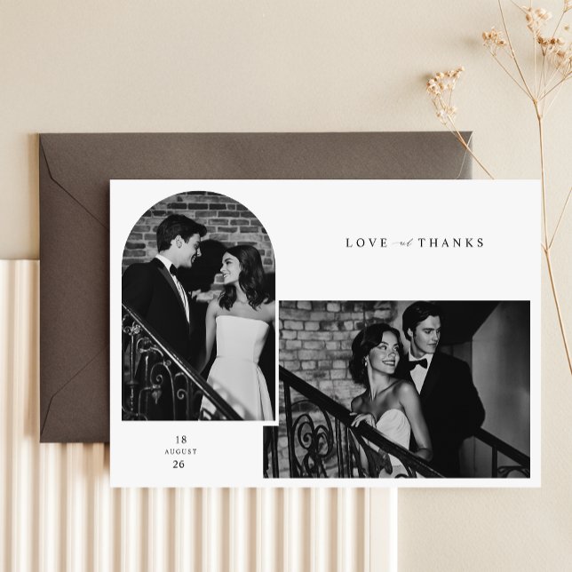 Tarjeta De Agradecimiento Boda de fotografías de escritura simple y moderna (Subido por el creador)