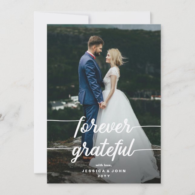 Tarjeta De Agradecimiento Boda de fotografías de guion ruso siempre agradeci (Anverso)
