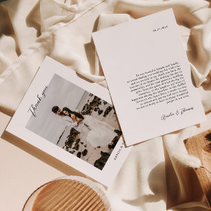 Tarjeta De Agradecimiento Boda de fotografías de guiones simples y elegantes