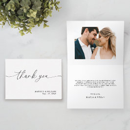 Tarjeta De Agradecimiento Boda de fotografías de guiones simples y minimalis