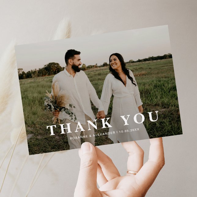 Tarjeta De Agradecimiento Boda de fotografías de superposición simple (Subido por el creador)