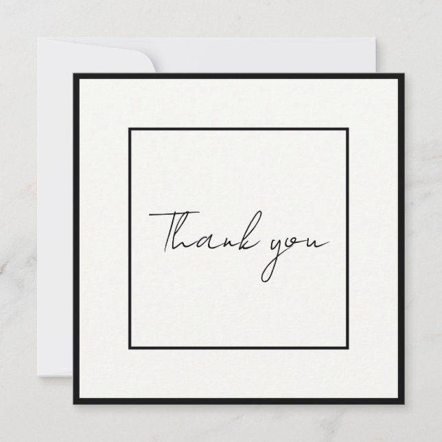 Tarjeta De Agradecimiento Boda de fotografías elegante de guiones negros min (Anverso)
