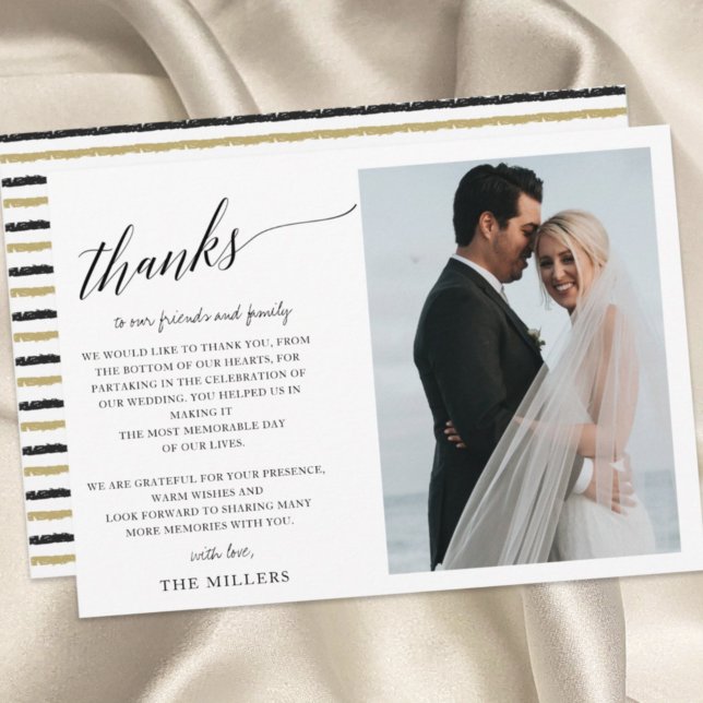 Tarjeta De Agradecimiento Boda de fotografías manuscritas simples con escrit (Subido por el creador)