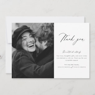 Tarjeta De Agradecimiento Boda de fotografías minimalistas de escritura mode