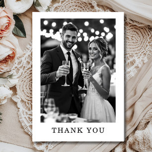 Tarjeta De Agradecimiento Boda de fotografías minimalistas y elegantes en bl