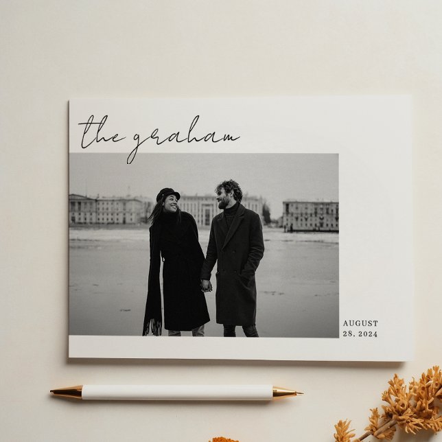 Tarjeta De Agradecimiento Boda de fotografías modernas en blanco y negro (Subido por el creador)