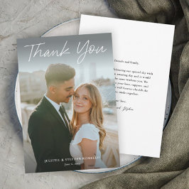 Tarjeta De Agradecimiento Boda de fotografías sencillas con guión moderno