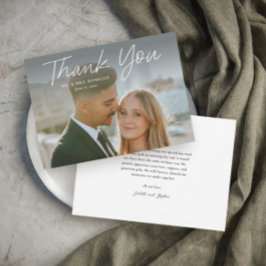 Tarjeta De Agradecimiento Boda de fotografías sencillas con guión moderno