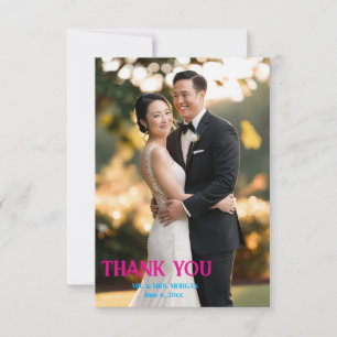 Tarjeta De Agradecimiento Boda de fotografías sencillas con guión moderno
