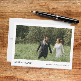 Tarjeta De Agradecimiento Boda de Fotos con Guión Moderno