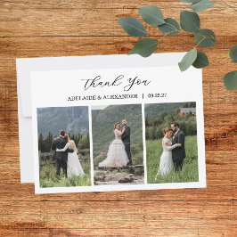 Tarjeta De Agradecimiento Boda de Fotos con Guión Moderno