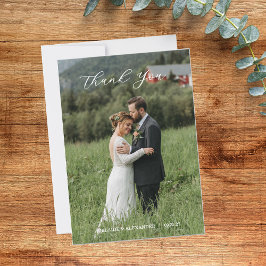 Tarjeta De Agradecimiento Boda de Fotos con Guión Moderno