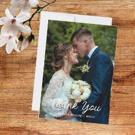 Tarjeta De Agradecimiento Boda de Fotos con Guión Moderno