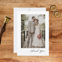 Tarjeta De Agradecimiento Boda de Fotos con Guión Moderno