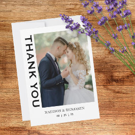 Tarjeta De Agradecimiento Boda de Fotos con Guión Moderno
