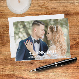 Tarjeta De Agradecimiento Boda de Fotos con Guión Moderno