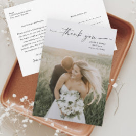 Tarjeta De Agradecimiento Boda de Fotos con Guion Simple