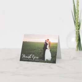 Tarjeta De Agradecimiento Boda de fotos con guiones elegantes gracias | Blan