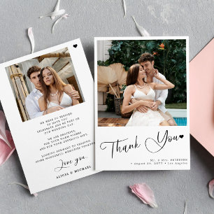 Tarjeta De Agradecimiento Boda de fotos de escritura moderna y simple