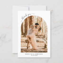 Tarjeta De Agradecimiento Boda de fotos de escritura negra simple y elegante
