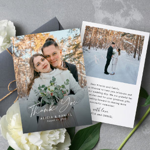 Tarjeta De Agradecimiento Boda de fotos de escritura simple y moderna