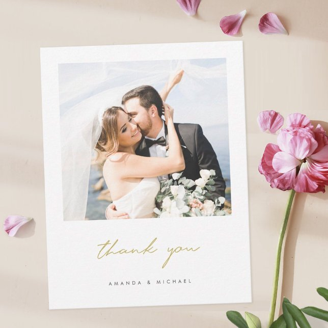 Tarjeta De Agradecimiento Boda de fotos de estilo moderno y elegante (Subido por el creador)