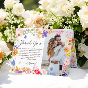 Tarjeta De Agradecimiento Boda de fotos de flores silvestres en el jardín de